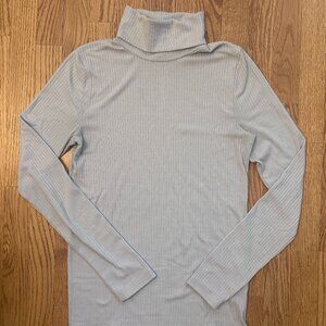 Madewell Ribbed Turtleneck Long-Sleeve Tee Light Blue